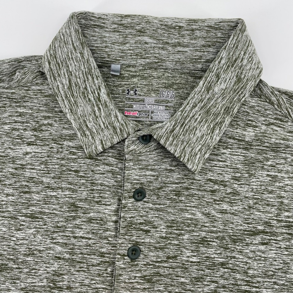Under Armour Men's HeatGear Loose Fit Polo Shirt Green Space Dye Heather Large